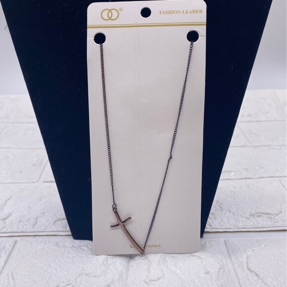 Fashion Leader Unisex Cross Pendant Necklace Copper & Black Adjustable Chain - Picture 5 of 9